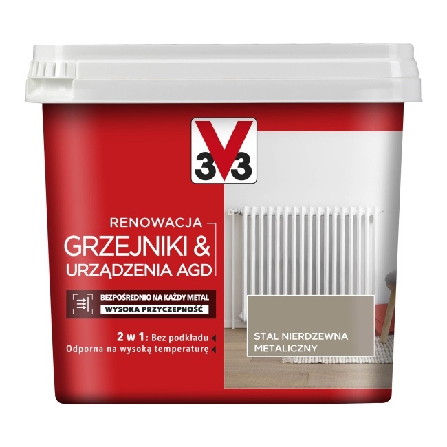 Farba Renowacyjna V33 Grzejniki Agd Stal Nierdzewna Metaliczny 0