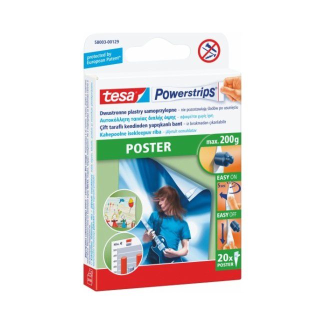 Plastry Samoprzylepne Dwustronne Tesa Powerstrips Poster 20 Szt