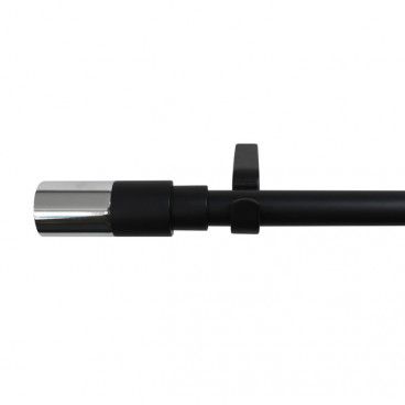 Karnisz regulowany pojedynczy 19 mm 120-210 cm walec czarny/srebrny