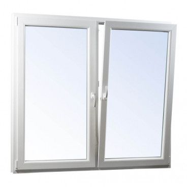 Okno PCV rozwierne + rozwierno-uchylne dwuszybowe 1465 x 1135 mm symetryczne białe/antracyt
