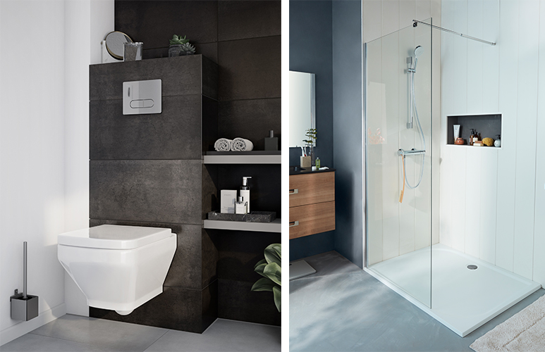 Kabina prysznicowa walk-in Onega Miska WC wisząca GoodHome Teesta